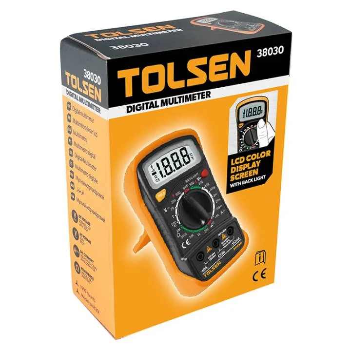 Мультиметр цифровий Tolsen 38030, 600В, 10А, LCD, розрядність 1999