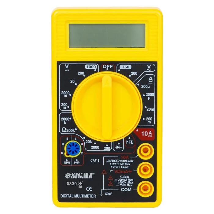 Мультиметр цифровий SIGMA 4008571, 200 мВ–1 000 В DC, 200 В–750 В AC, тест діодів/провідності, батарея 9В