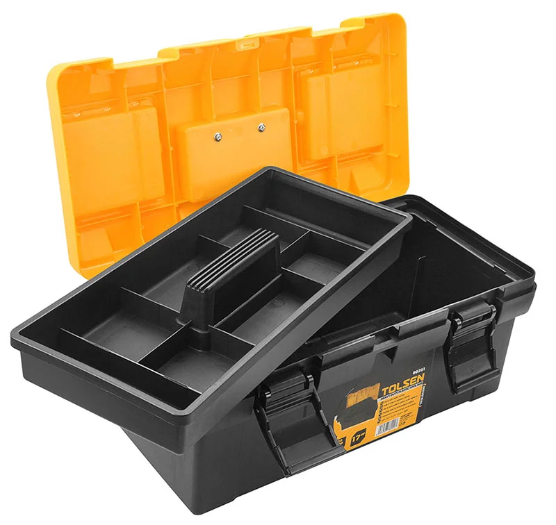 Ящик для інструментів пластиковий Tolsen Heavy Duty 17" з 2 органайзерами та піддоном 420x230x190 мм (80201)