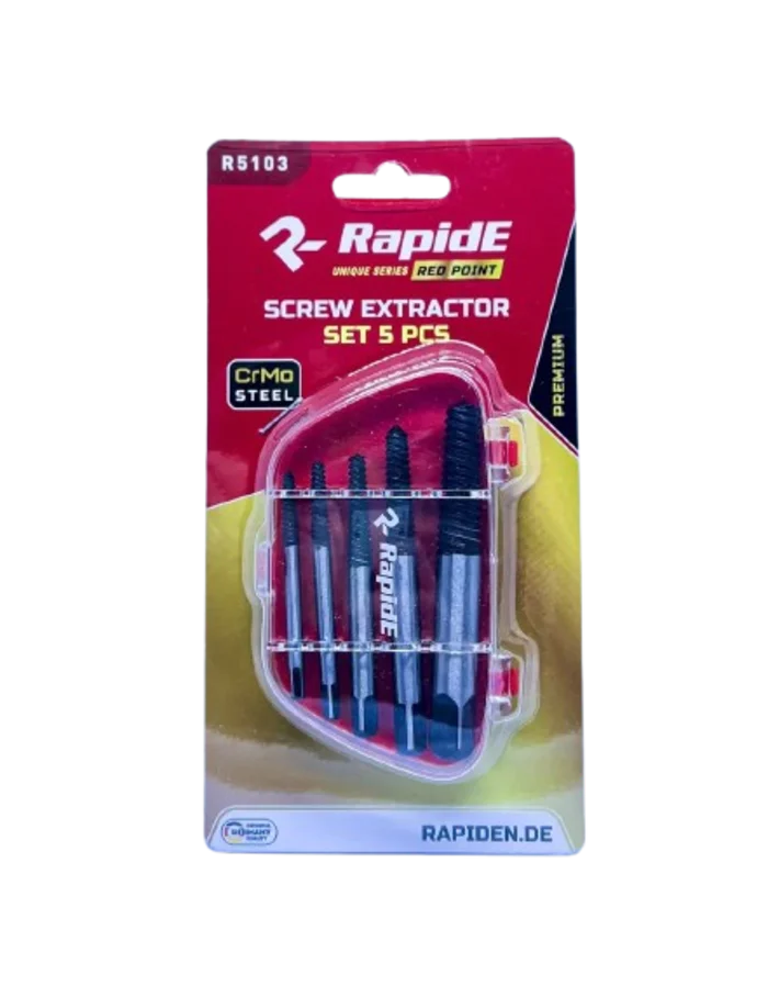 Набір екстракторів RapidE RED POINT R5103, 5 шт., хром-молібденова сталь, для зламаних болтів