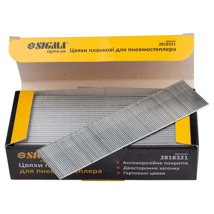 Цвяхи планкові для пневмостеплера Sigma 32 мм 1.25×1 мм (5000 шт., 2818321)