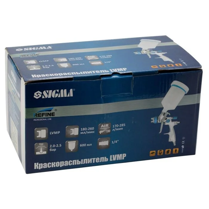 Фарборозпилювач Sigma Refine LVMP Ø0.8 мм, 30–115 л/хв, 1.5 бар, верхній пластиковий бак 100 мл (6814191)