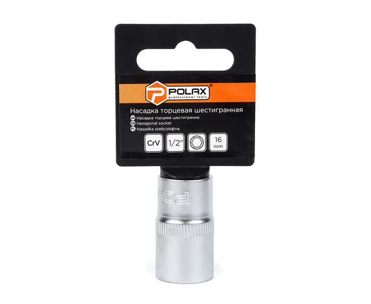 Головка торцева Polax автомобільна шестигранна 16 мм, 1/2", CrV (25-089)