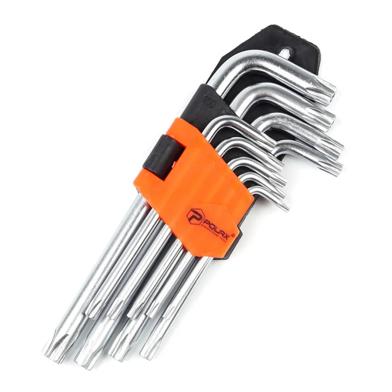 Набір TORX ключів Polax Г-подібні 9 шт Т10-Т50 Cr-V (25-007)
