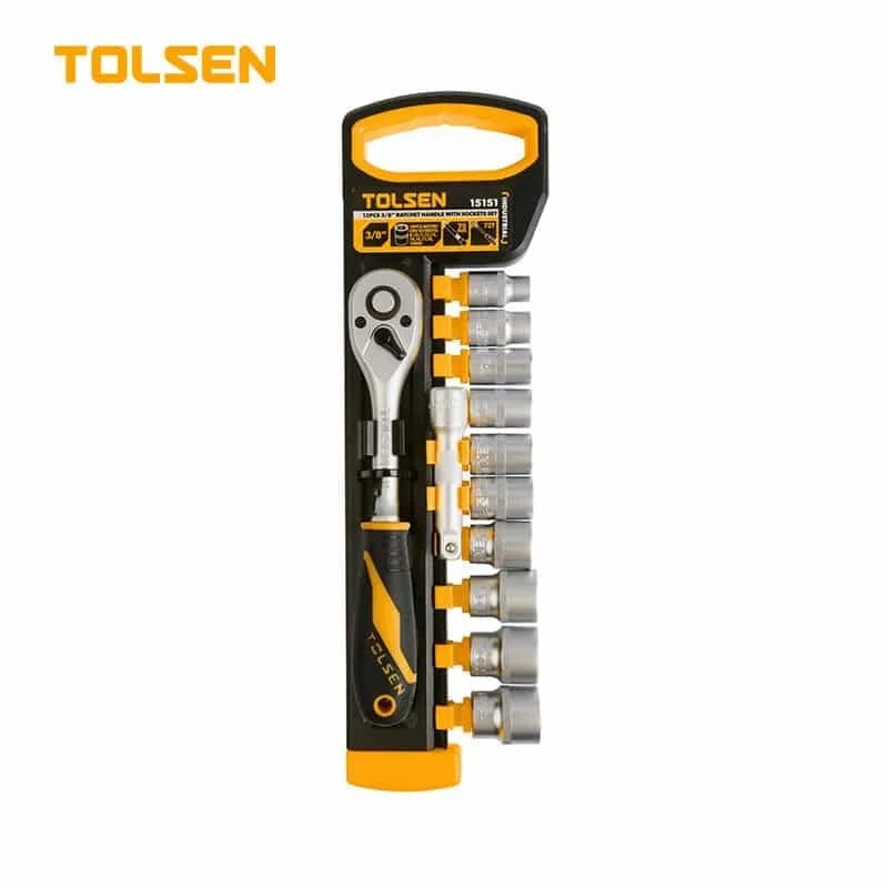 Набір торцевих головок Tolsen з тріскачкою 3/8" 12 шт. CrV 72T (15151)